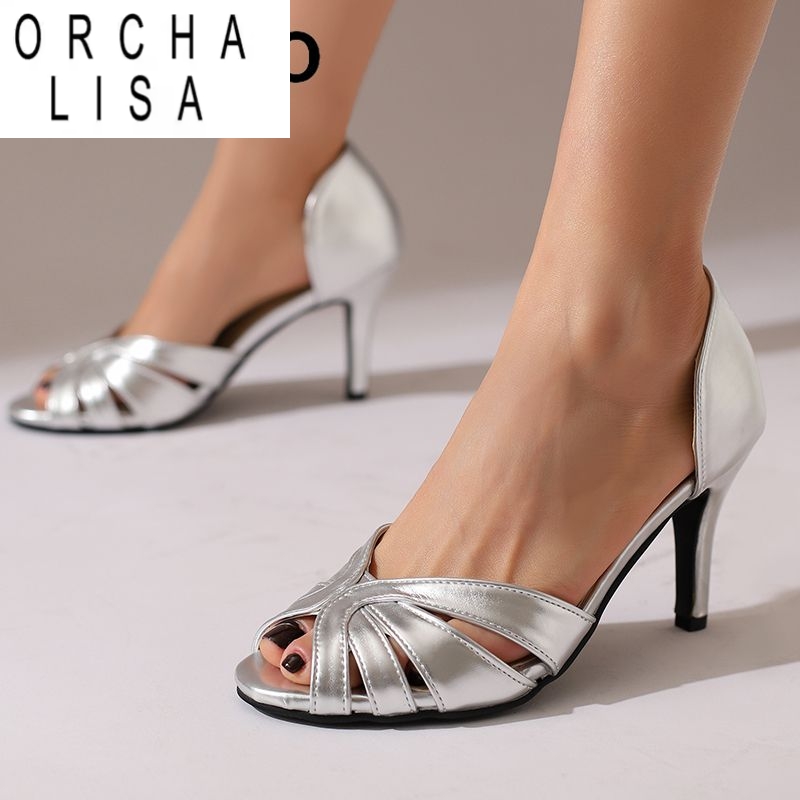 Metallic Heel Sandal - ORCHA LISA 2025 Luxury Women Shiny