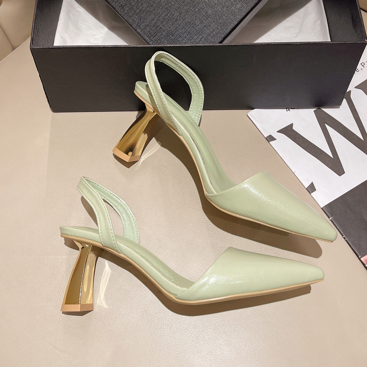 Women'S Shoes Vibram - Women Brand Slingback Design Thin Heeled