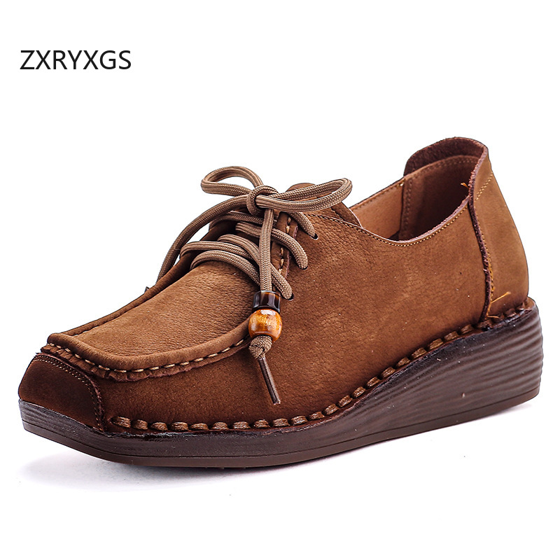 ZXRYXGS Top Layer Cowhide Squa - Women Shoes Size 4 In Cm review and price