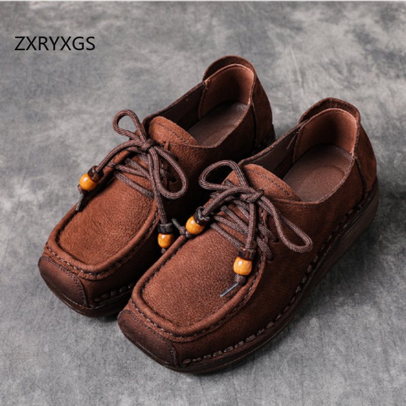 ZXRYXGS Top Layer Cowhide Squa - Women Shoes Size 4 In Cm review and price