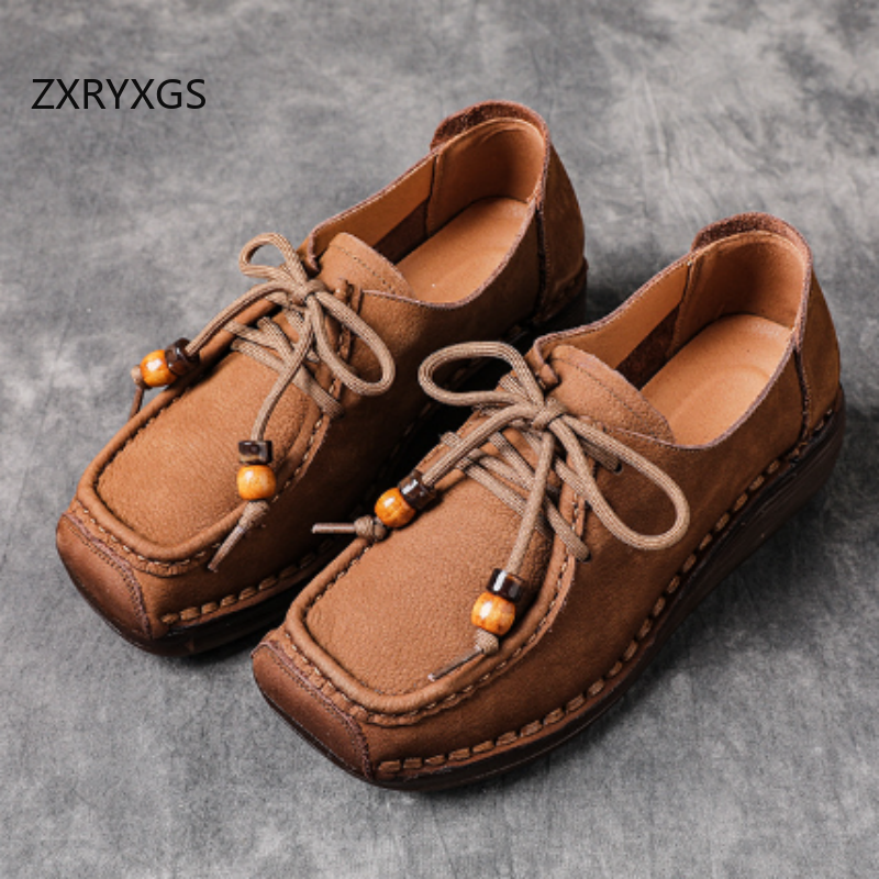 ZXRYXGS Top Layer Cowhide Squa - Women Shoes Size 4 In Cm review and price
