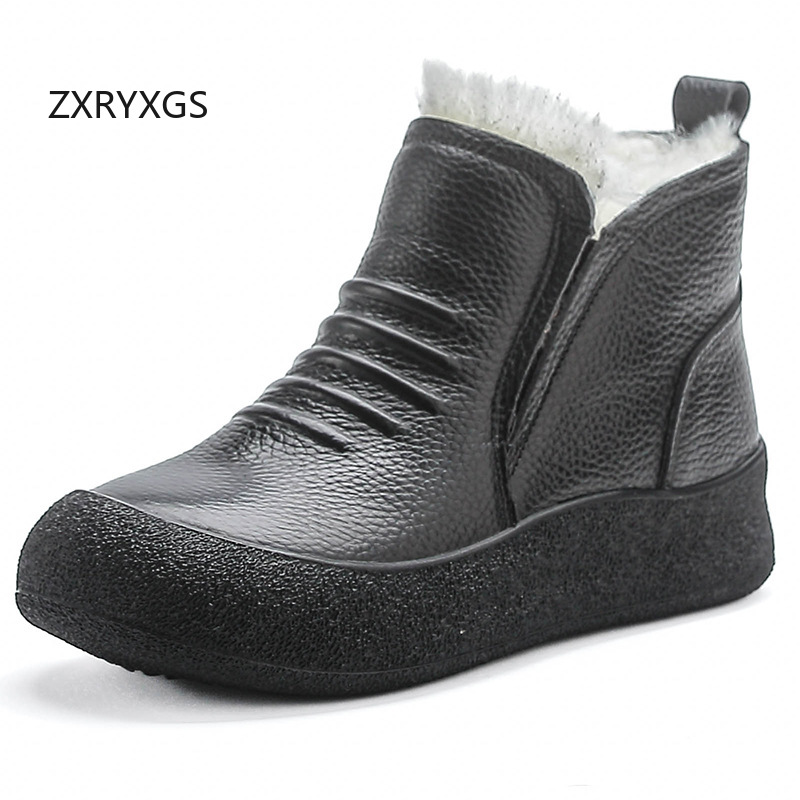 ZXRYXGS Winter Cowhide Wool Bo - Women Shoes Size 4 In Cm review and price