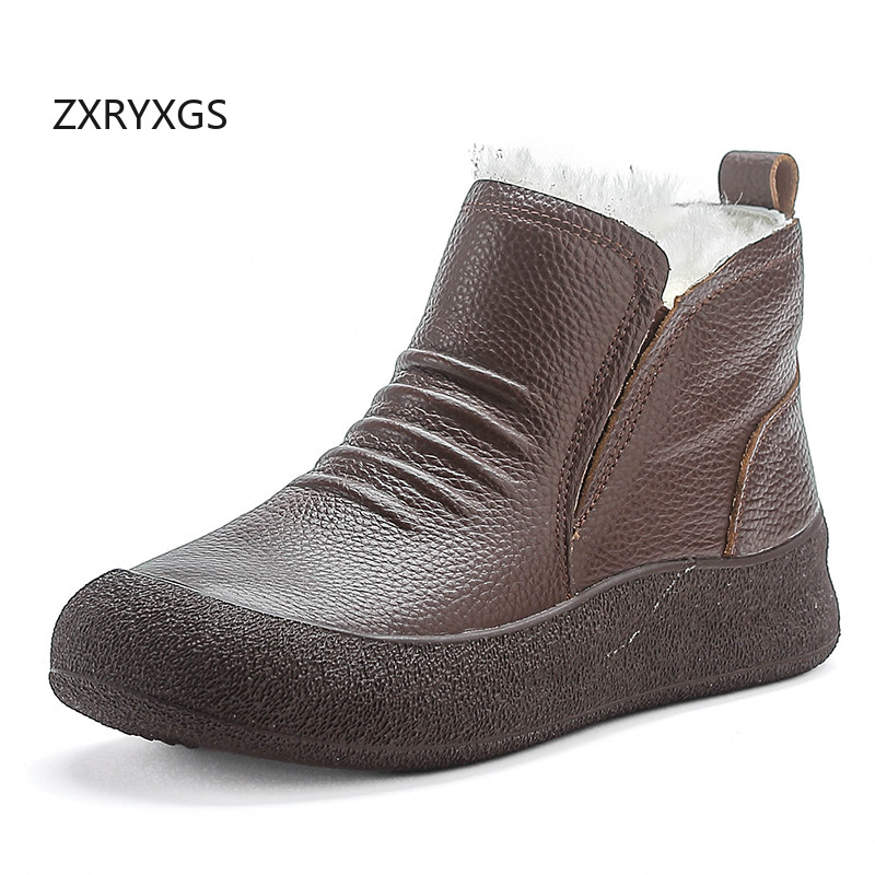 ZXRYXGS Winter Cowhide Wool Bo - Women Shoes Size 4 In Cm review and price