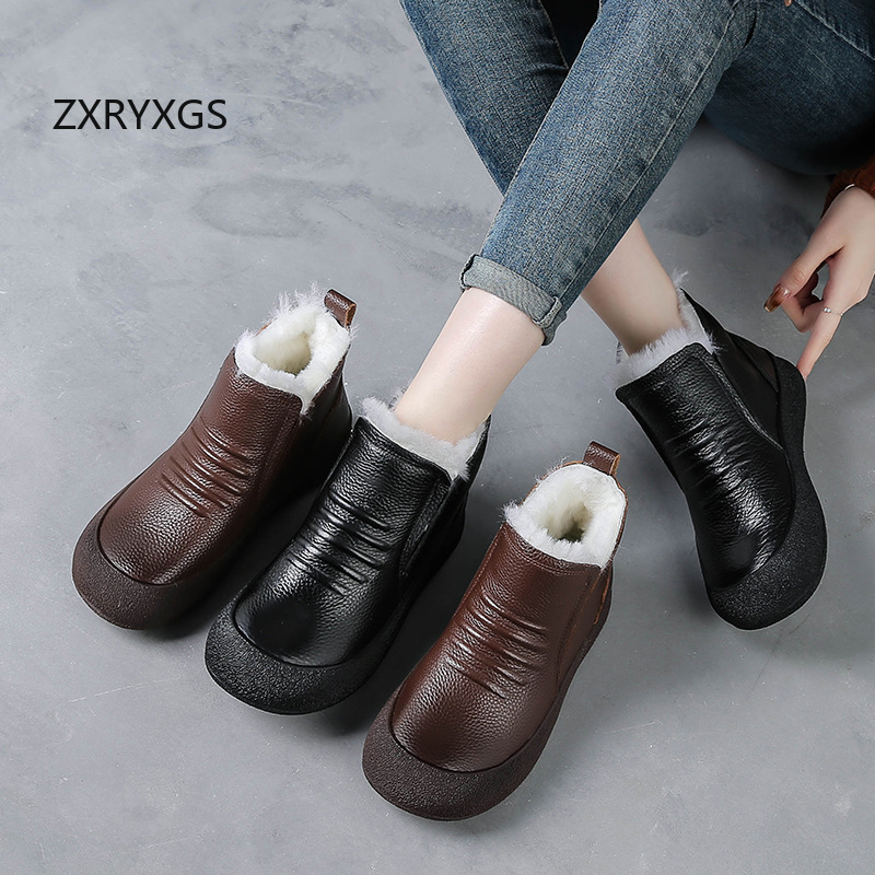 ZXRYXGS Winter Cowhide Wool Bo - Women Shoes Size 4 In Cm review and price