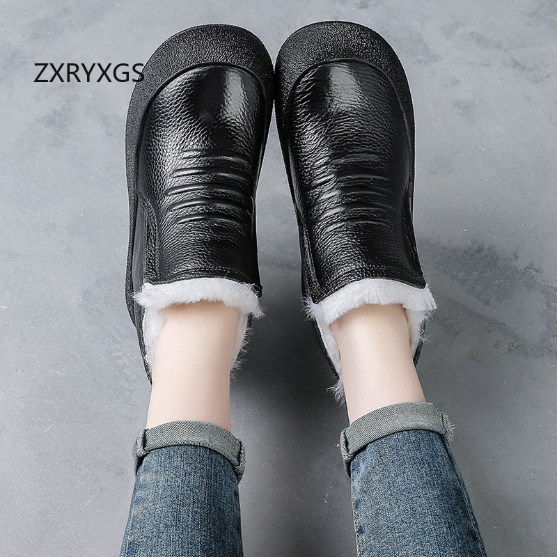 ZXRYXGS Winter Cowhide Wool Bo - Women Shoes Size 4 In Cm review and price