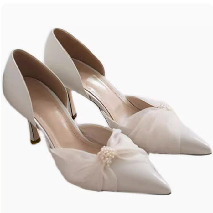 Beige White Pearl Strapped Mes - Women Shoes Size 4 In Cm review and price