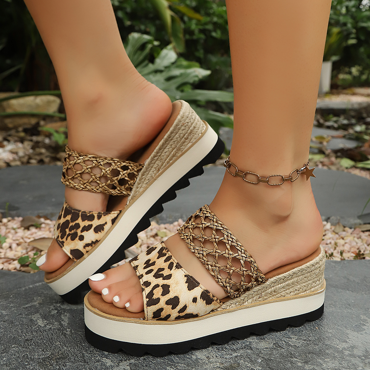 Lady Women Leopard Print Hollo - Espadrille Wedge Shoes review and price