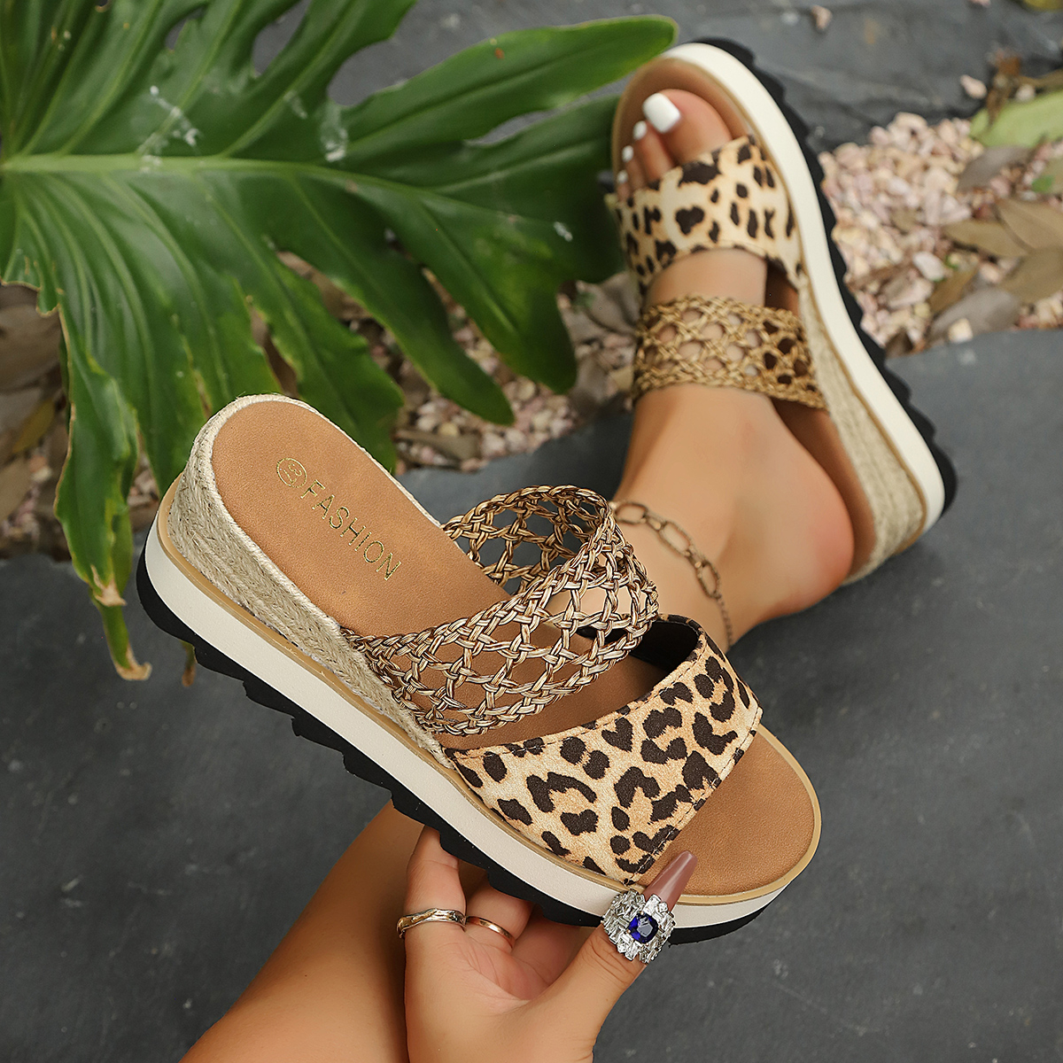 Lady Women Leopard Print Hollo - Espadrille Wedge Shoes review and price