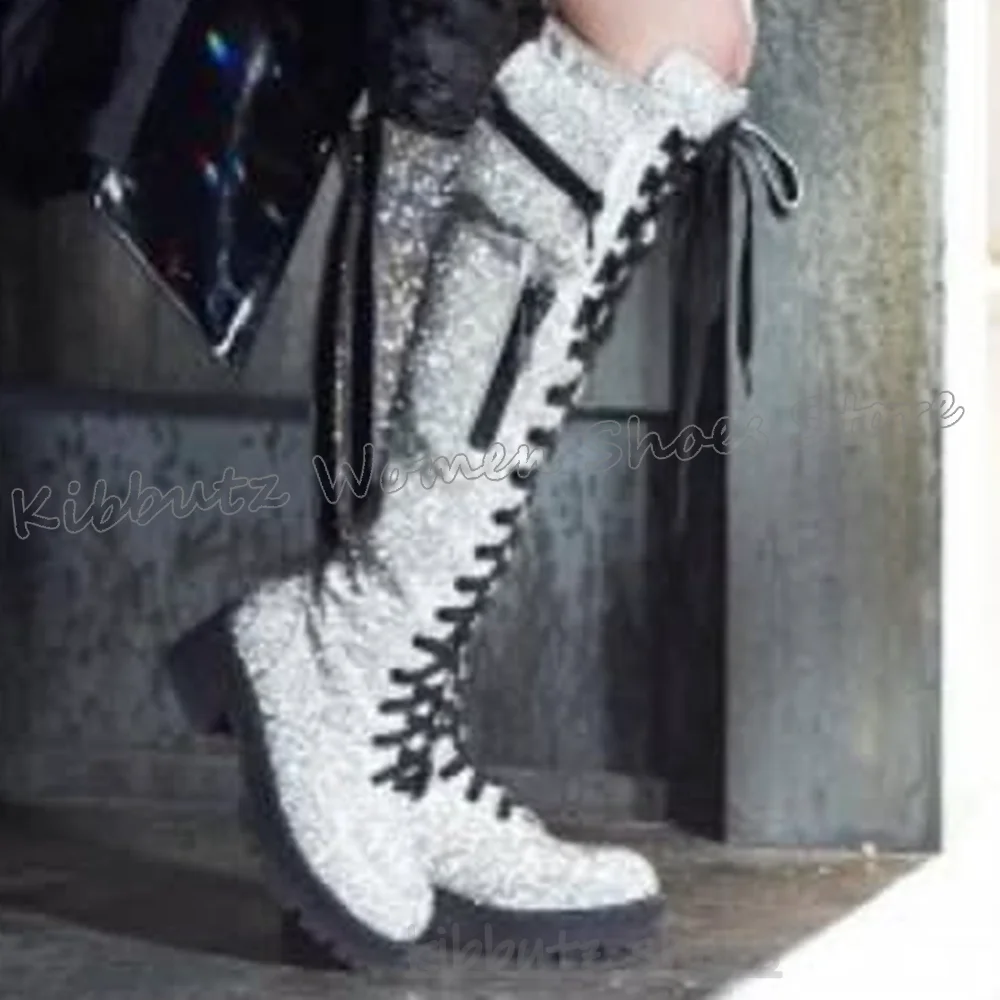 Knee High Boots Bling Glossy P - Women Shoes Size Chart review and price
