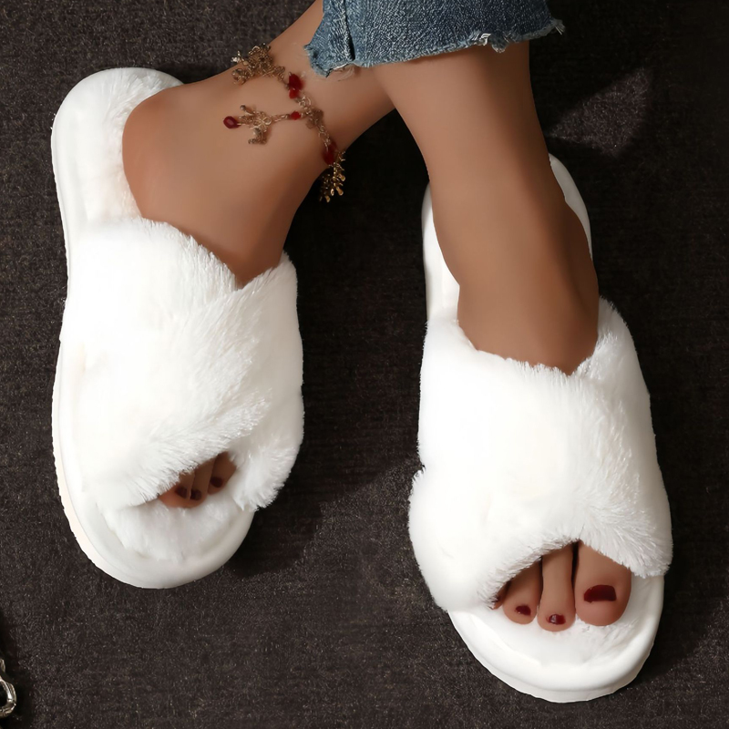 Cross Warm Fluffy Furry Slippe - Women'S Shoes Non Slip review and price