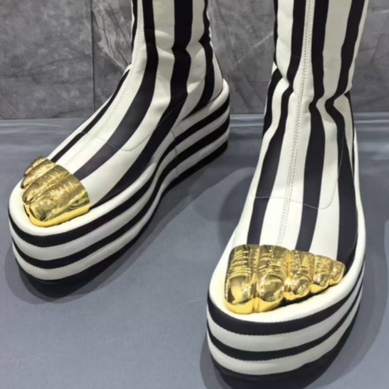Black White Striped Metal Deco - Women Shoes Size Chart review and price