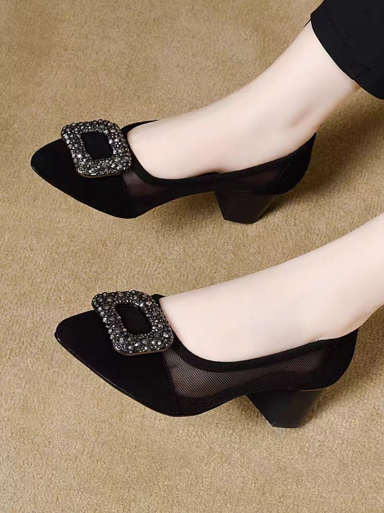 Elegant Pointed Toe Mesh Block - Women'S Heels review and price