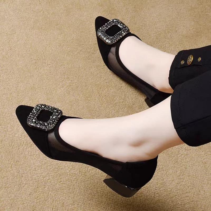 Elegant Pointed Toe Mesh Block - Women'S Heels review and price