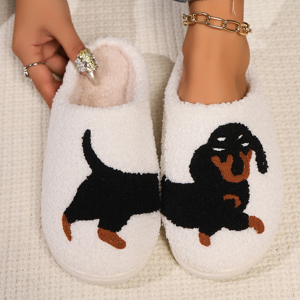 Winter Plush Cute Dachshund Em - Women'S Shoes Non Slip review and price