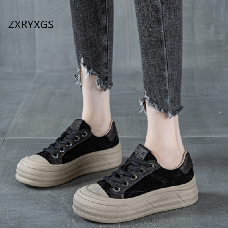 ZXRYXGS Top Layer Cowhide Real - Women Shoes Size 4 In Cm review and price